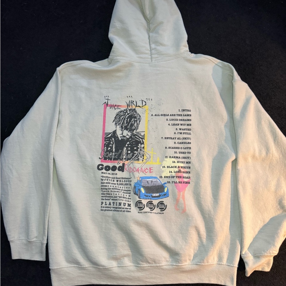 Cream JuiceWrld Limited Edition Goodbye and Good Riddance Graphic Hoodie - Picture 2 of 2